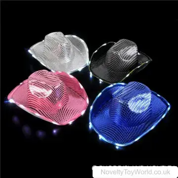 Shiny Sequin Light Up Novelty Cowboy Hat - Adult