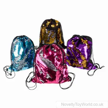 Shiny Sequined Drawstring Backpack - 4 Assorted