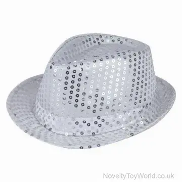 Silver Novelty Sequin Party Trilby Hat - Adult