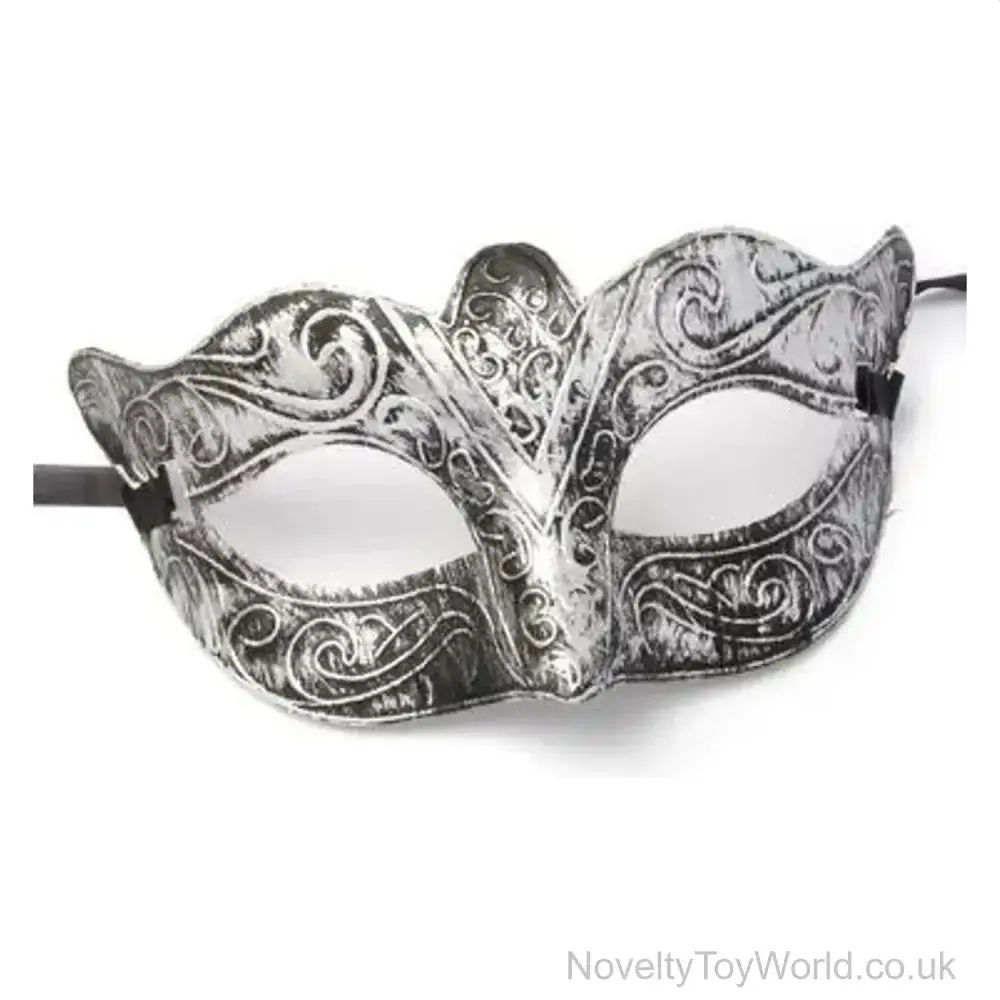 Silver Plastic Fancy Dress Masquerade Mask | Wholesale Costume Accessories