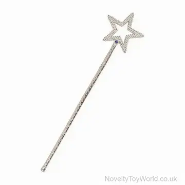 Silver Sparkly Fairy Princess Wand for Girls (35cm)