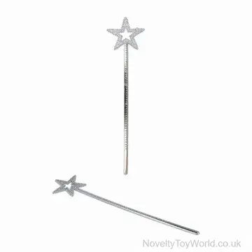 Silver Sparkly Fairy Princess Wand for Girls (35cm)