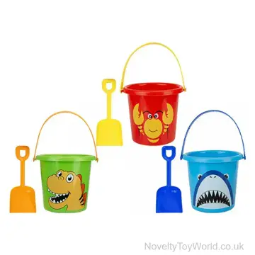 Small Beach Bucket & Spade - Dino, Shark, Lobster (18.5cm)