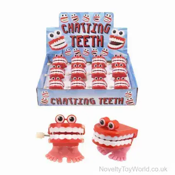 Small Wind Up Novelty Chattering Teeth with Eyes (4cm)