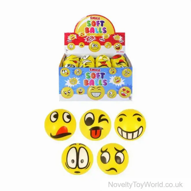 Wholesale Smile Face Soft Play Ball Assorted Emoji Faces (6cm) | Bulk Novelties