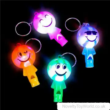 Smiling Face Light Up Whistle Keyring (4cm)