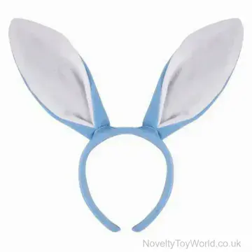 Soft Blue & White Bunny Ears (21 x 26cm) - Universal Size