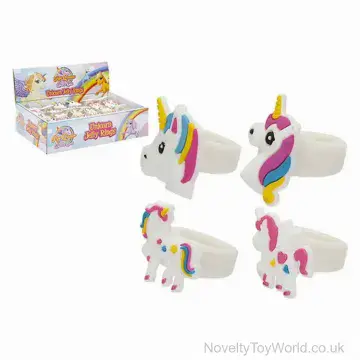 Soft Novelty Unicorn Rings - 4 Assorted