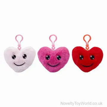 Soft Plush Happy Love Heart Bag Clip - 3 Assorted (12cm)