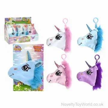 Soft Plush Unicorn Purse Bag Clip - 4 Assorted (10cm)