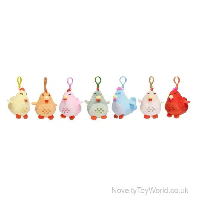 Soft Toy Chicken Bag Clip Keyring (10cm) | Wholesale Joke Novelty Keyrings UK