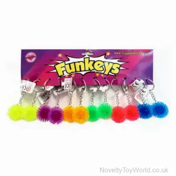 Spikey Rubber Ball Keyring - Assorted Colours