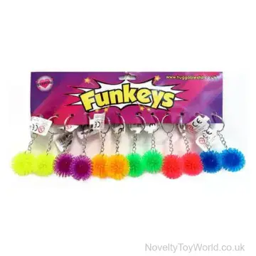 Spikey Rubber Ball Keyring - Assorted Colours