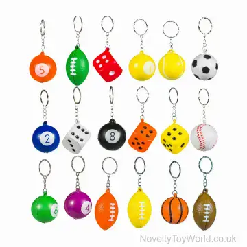 Sports Themed PU Foam Keyring Mix - 4 Assorted