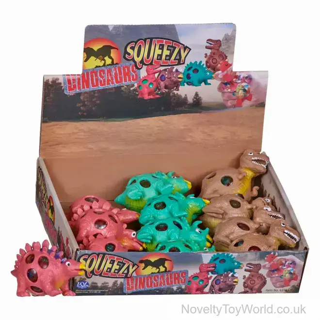 Squeezy Bead Dinosaur Stress Toys (9cm) | Wholesale Sensory Dinos