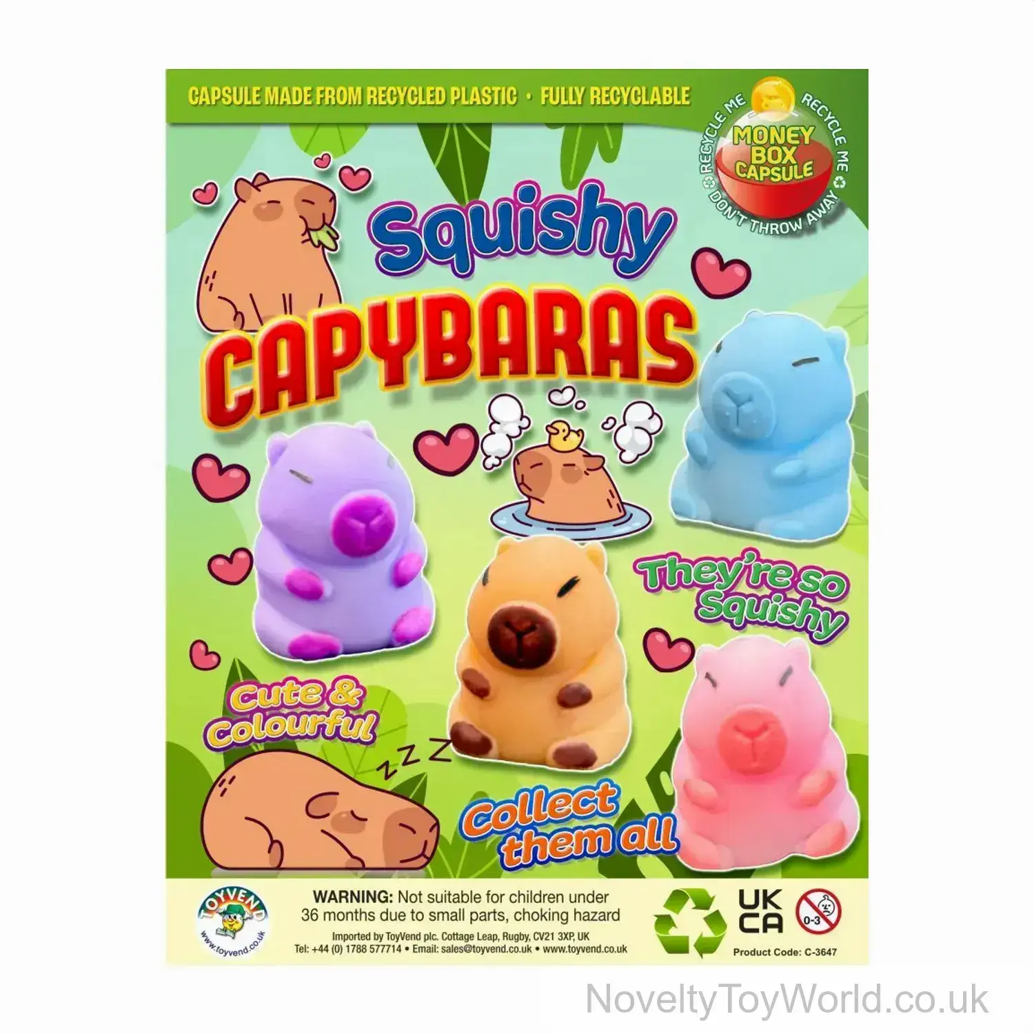 Squish & Squeeze Capybara Toy in Vending Capsule (55mm) | Wholesale