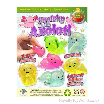 Squishy Glitter Axolotl Toy - 55mm Vending Capsule
