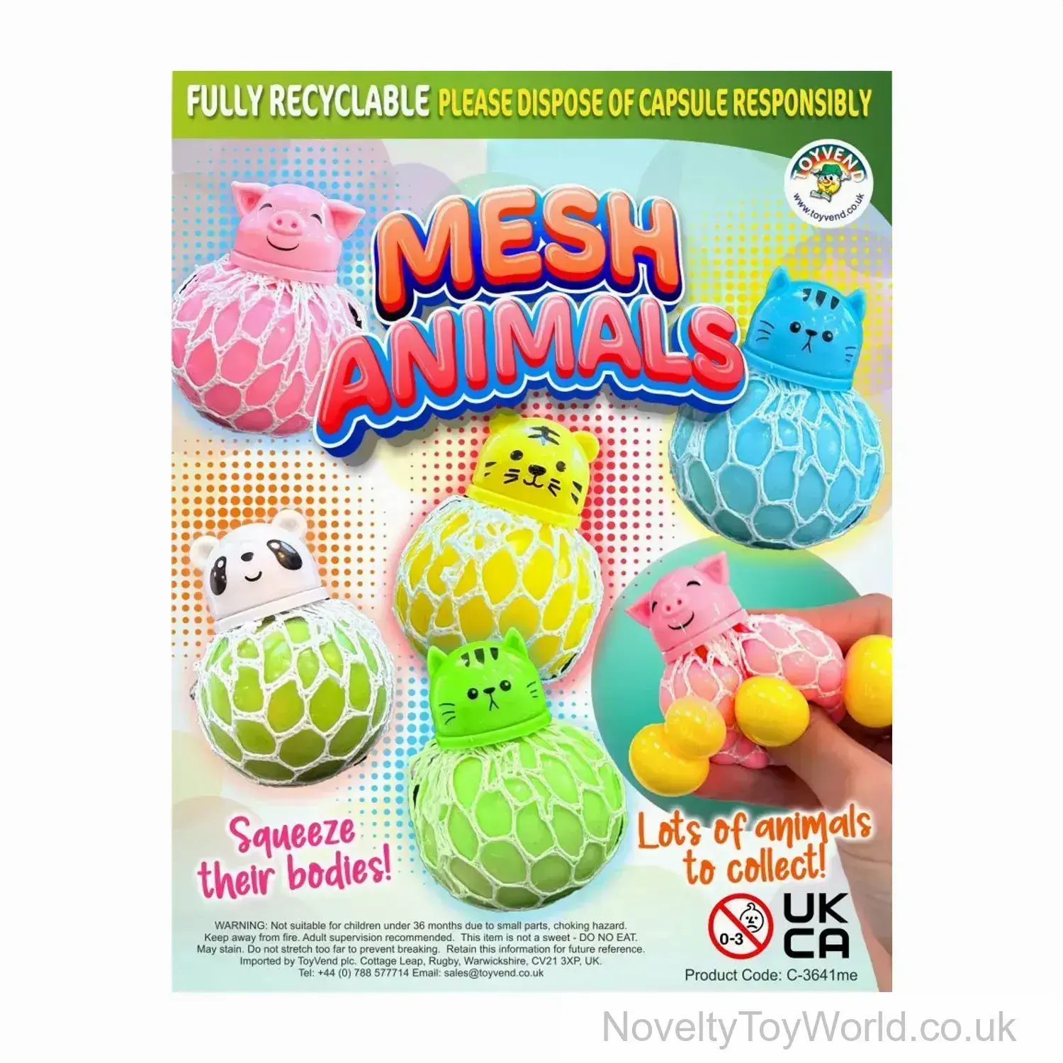 ウッシー品✨️ Squishy Mesh Ball Animal Pop Up Head - 55mm Vending Capsule