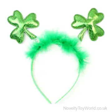 St Patrick's Day Irish Shamrock Bopper Feather Headband