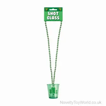 St Patrick's Day Shamrock Shot Glass Necklace (80cm)
