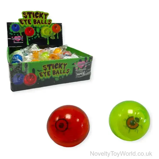 Sticky Splat Eyeballs - Assorted Colours (3.5cm) | Novelty Balls Wholesale