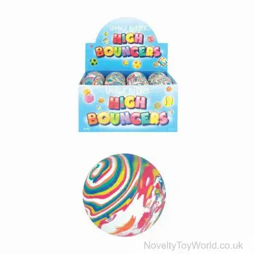Stripe Colour Hi-Bounce Rubber Balls (6.2cm)