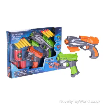 Suckered Space Duo Dart Gun With Cans & Accessories - Boxed