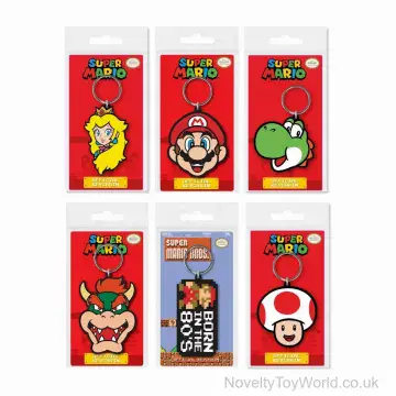 Super Mario Characters 2D Rubber Keyrings - 6 Assorted