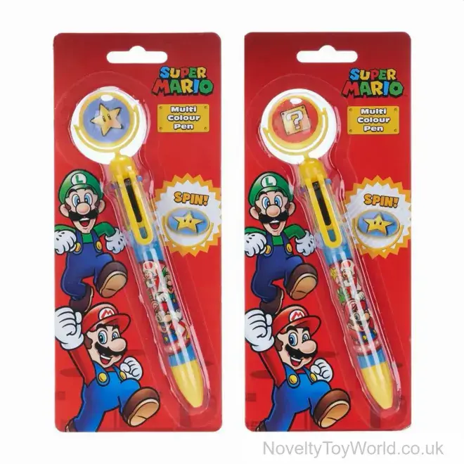 Super Mario Multi Colour Pen - Spin Action | Wholesale Gift Shop Stationery Supplies UK