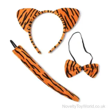 Tiger Ears, Headband, Bow Tie & Tail Fancy Dress Set