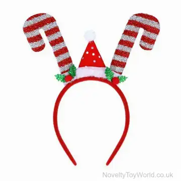 Tinsel Candy Cane & Santa Hat Christmas Headband (22cm)