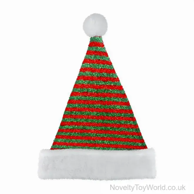 Wholesale Tinsel Design Christmas Santa Hat - Adult | Wholesale Fancy Dress Hats UK