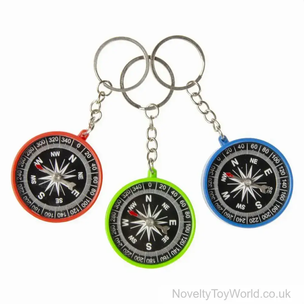 Compass Toy Toy Compass Keyring (4.5cm) | Bulk Buy Novelty Compass Toy For Children