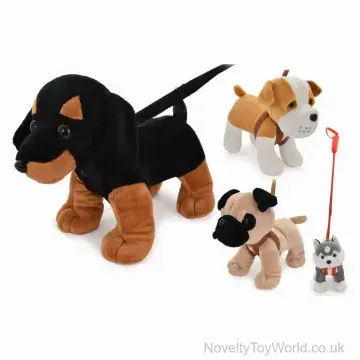 Toy Dog With Lead - 4 Assorted (27cm)