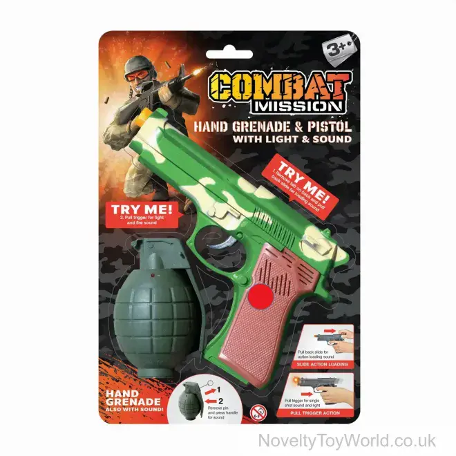 Toy Grenade & Gun with Lights & Sounds - Batteries Included | Wholesale Toy Weapons UK