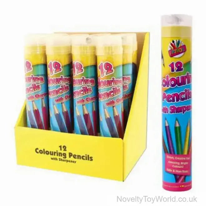 Tube of 12 Colouring Pencils With Sharpener | Kids Stationery Supplies