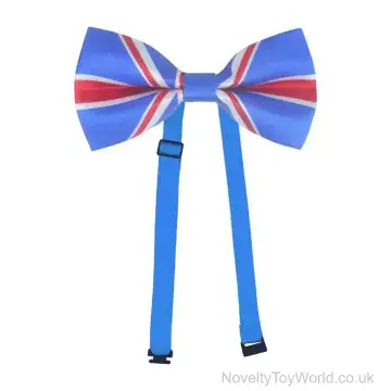 Union Jack Bow Tie With Silk Finish - Easy Tie