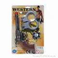 Bulk Buy | Western Cowboy Revolver, Badge & Handcuff Set - Kids Sheriff Role Play
