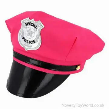 Women's Pink Police Cap With Badge - Adult Size
