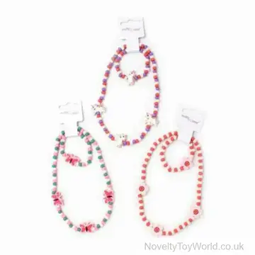 Wooden Bead Necklace & Bracelets for Children - 3 Assorted