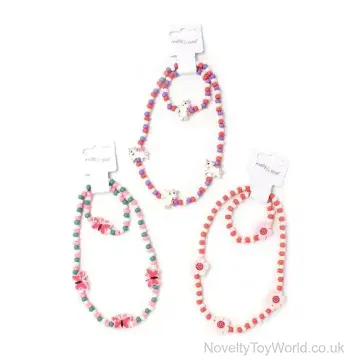 Wooden Bead Necklace & Bracelets for Children - 3 Assorted