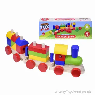 Wooden Blocks Train Set For Toddlers - Boxed