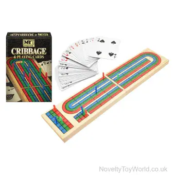 Wooden Cribbage Board With Pegs & Cards (Boxed)