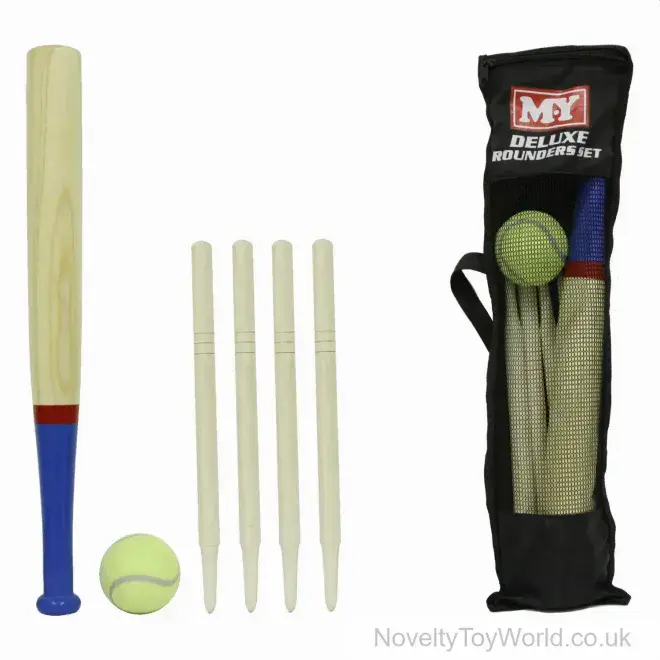 Wooden Rounders Set in Bag with Stumps & Ball | Trade Price Toys
