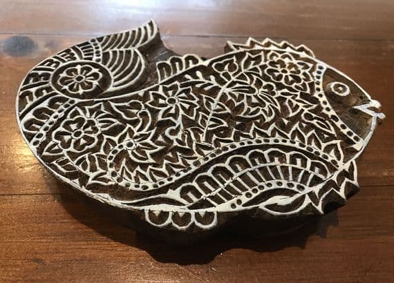 14cm Fish (right) wooden printing block/stamp