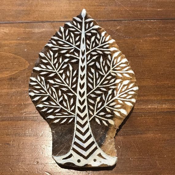 15cm Tree with carved trunk wooden printing block/stamp