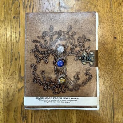 20cm leather notebook with 3 inset jewels