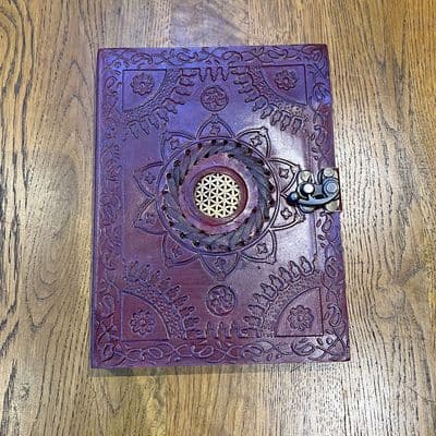 20cm leather notebook with inset golden mandala
