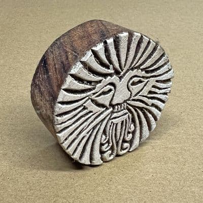 5.5cm Green Man meditating wooden printing block/stamp