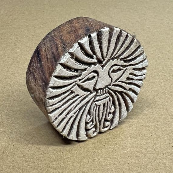 5.5cm Green Man meditating wooden printing block/stamp